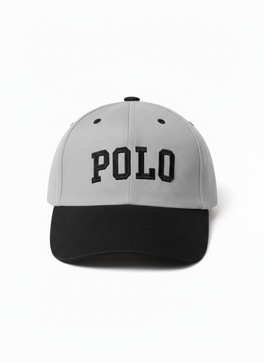 Classic Grey & Black “POLO” Embroidered Snapback Cap