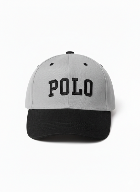 Classic Grey & Black “POLO” Embroidered Snapback Cap