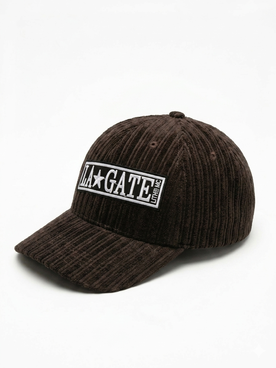 Premium Corduroy LA★GATE Brown Cap – Classic Streetwear Hat