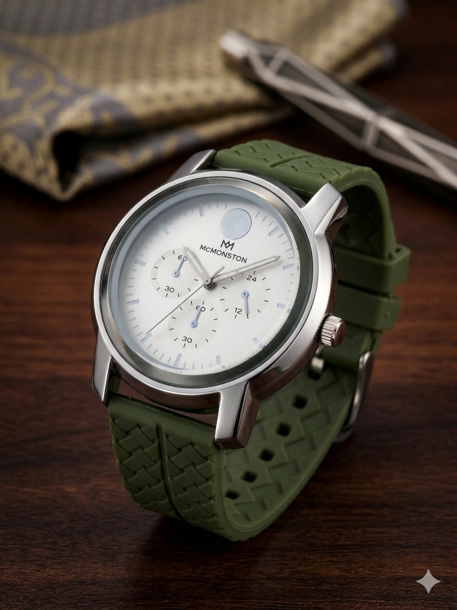 Elegant Chronograph Watch – Premium Silicone Strap | Minimal Luxury Design