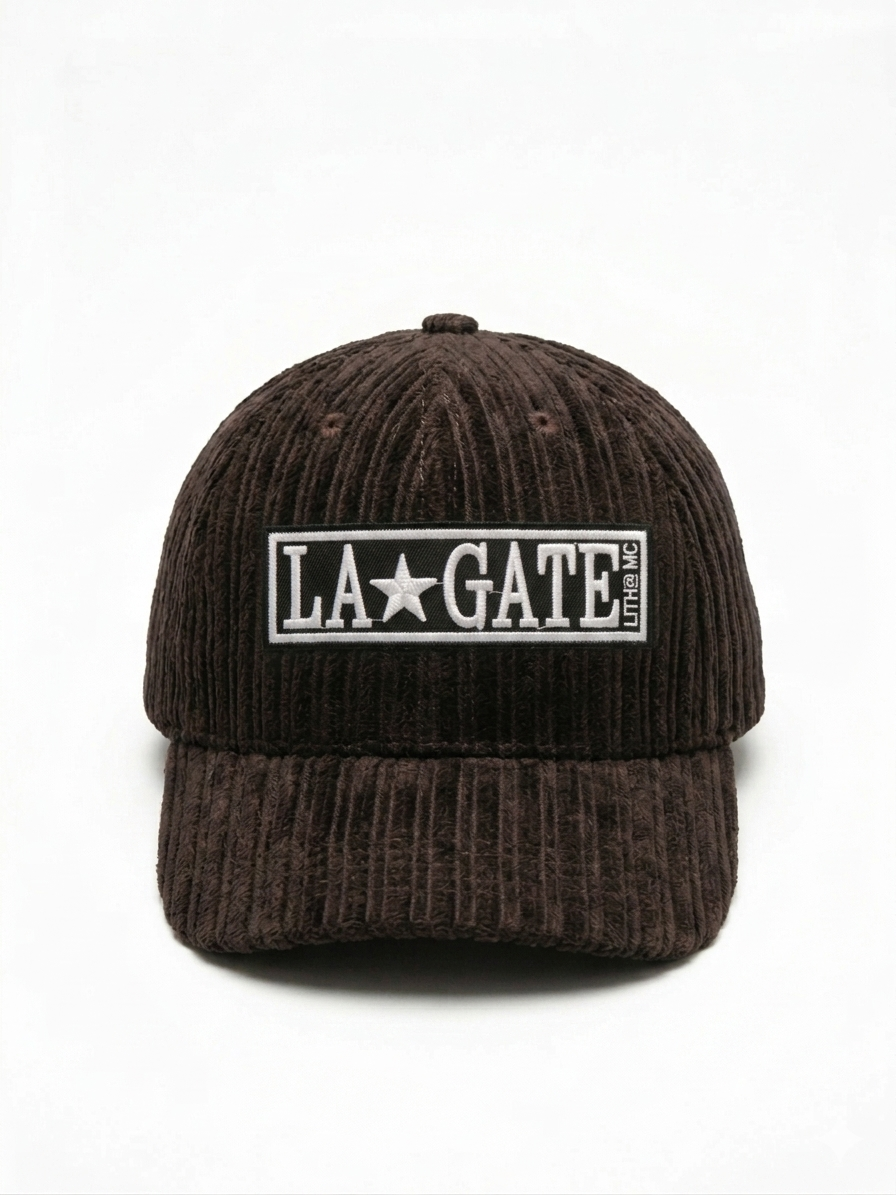 Premium Corduroy LA★GATE Brown Cap – Classic Streetwear Hat
