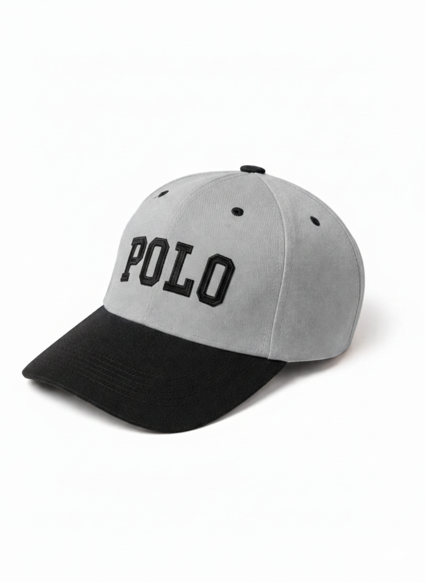 Classic Grey & Black “POLO” Embroidered Snapback Cap