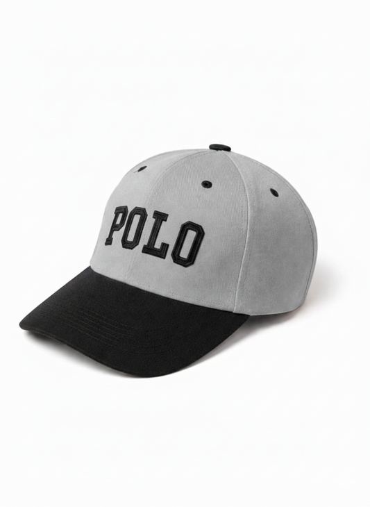 Classic Grey & Black “POLO” Embroidered Snapback Cap